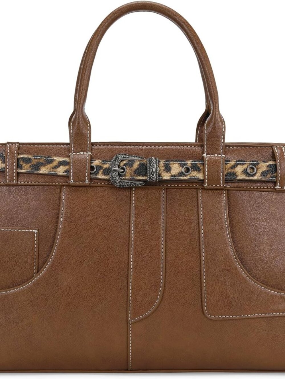 Retro Y2K Handbag Leopard Belt Tote Bag for Women with Crossbody Strap